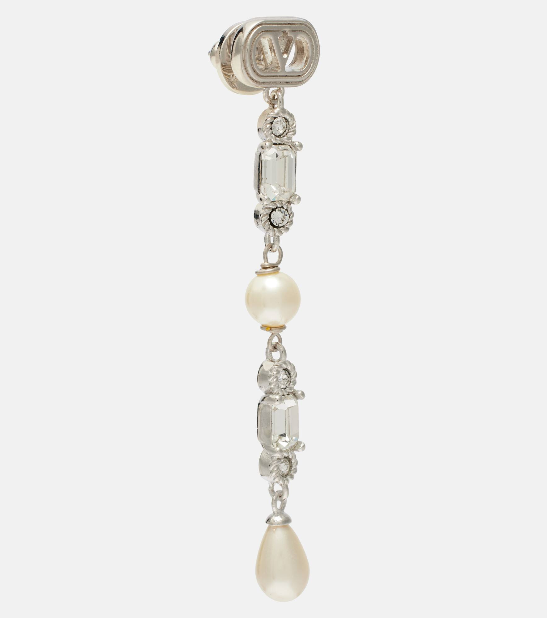 Ovalette VLogo Swarovski®-embellished drop earrings - 2