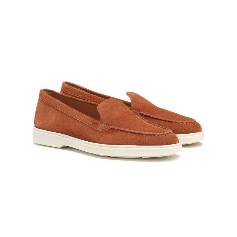 Santoni Women's orange suede loafer outlook