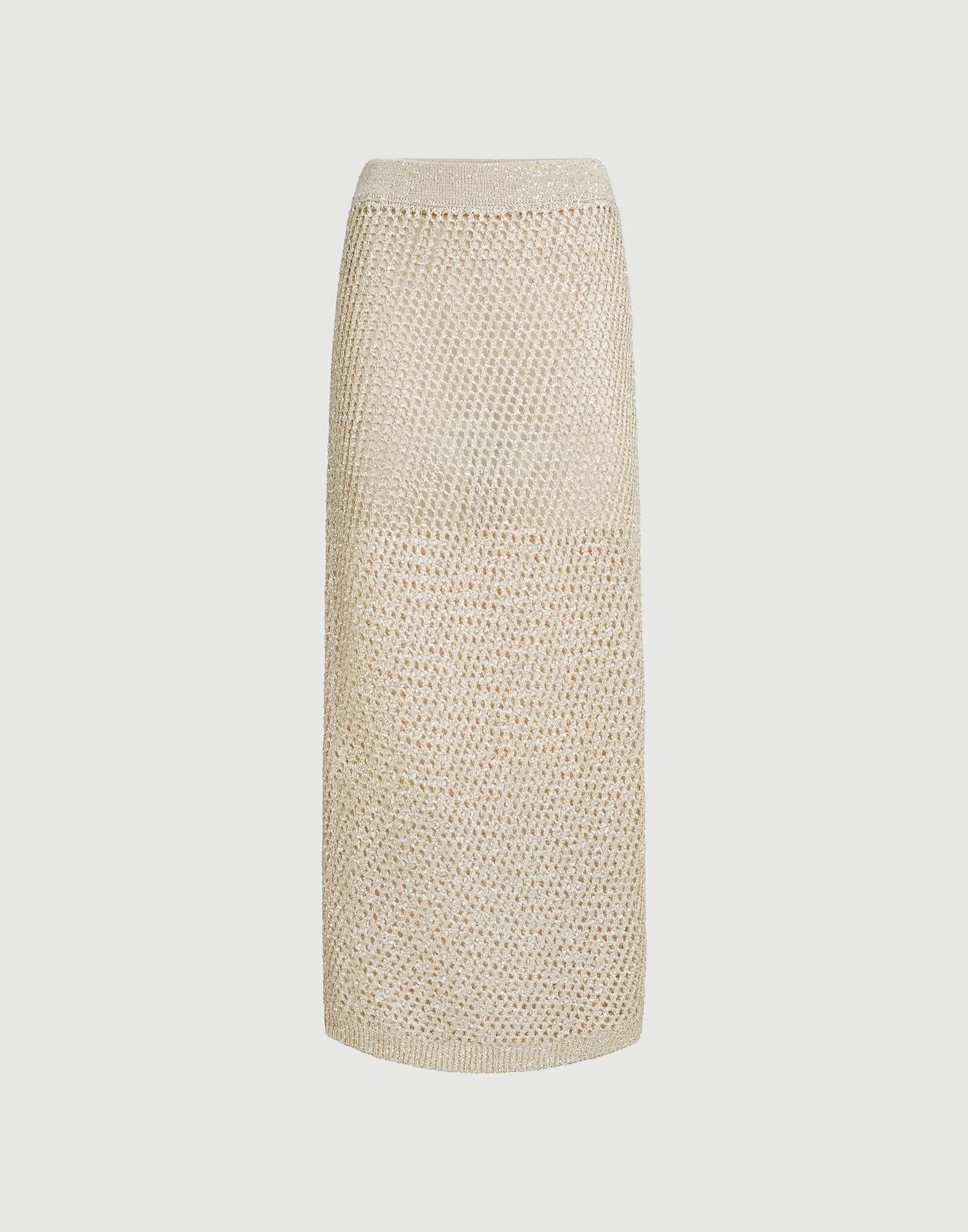 Dazzling texture net knit skirt in hemp - 1