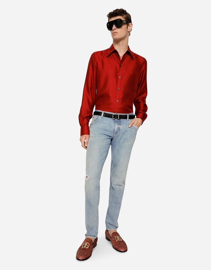 Light blue skinny stretch jeans - 5