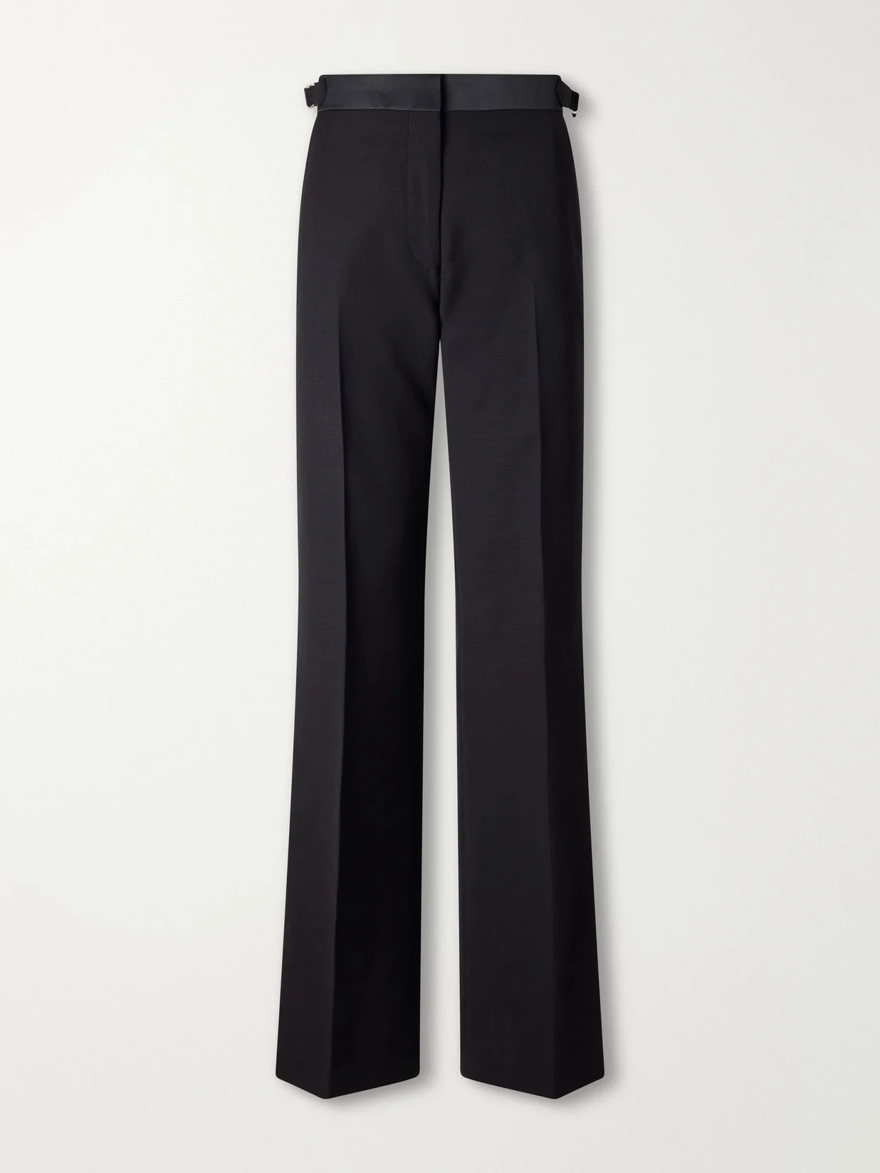 Gallery Satin-trimmed Wool-twill Flared Pants - 1
