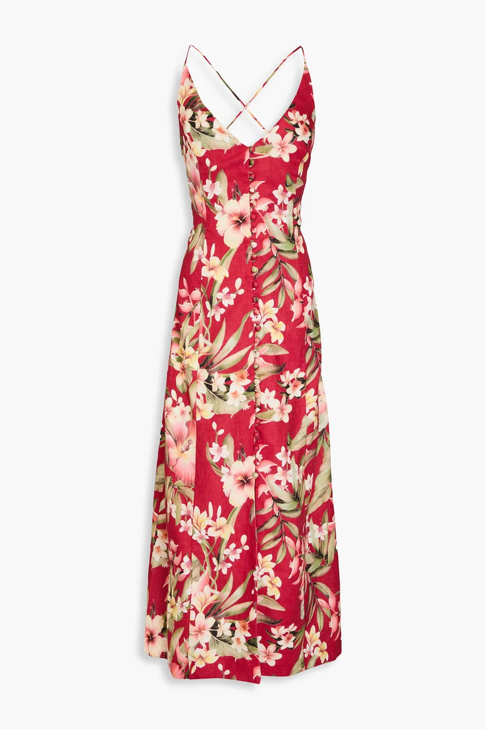 Floral-print linen maxi dress - 1