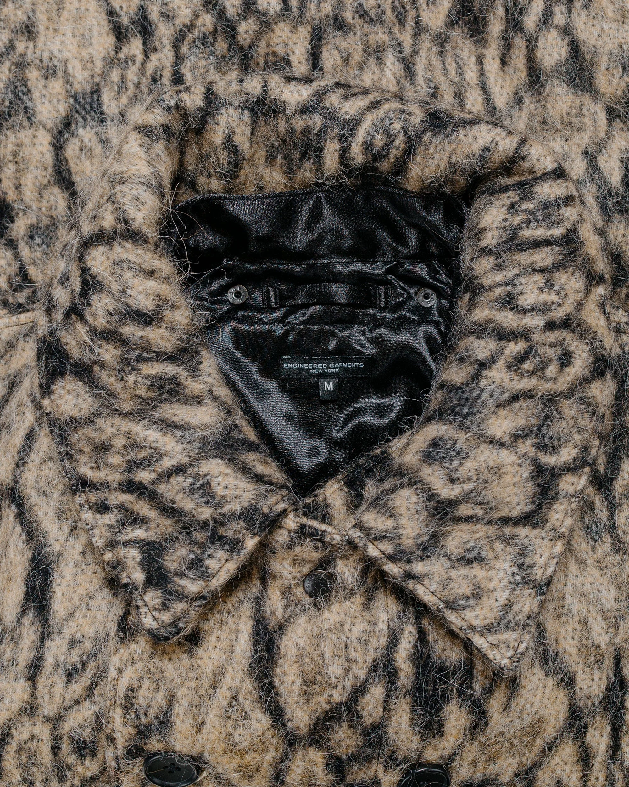 Engineered Garments Fireman Jacket Brown Wool Poly Leopard