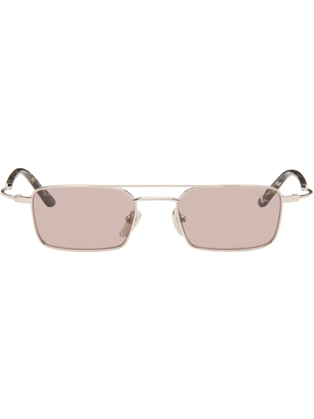 Silver Metal Frame Rectangular Sunglasses - 1