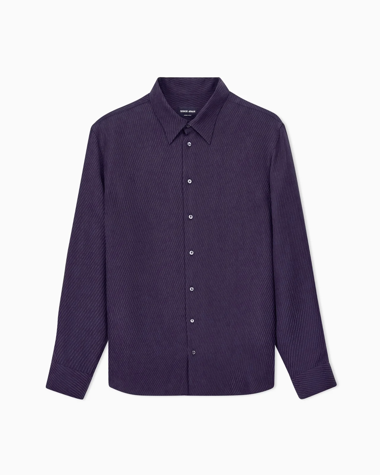 SHIRT REGULAR FIT IN VISCOSE AND SILK DIAGONAL CLOQUE WEAVE - 1