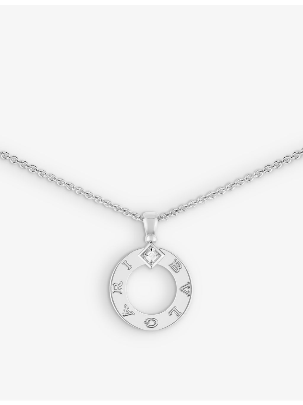 BVLGARI BVLGARI 18ct white-gold and 0.09ct brilliant-cut diamond pendant necklace - 3