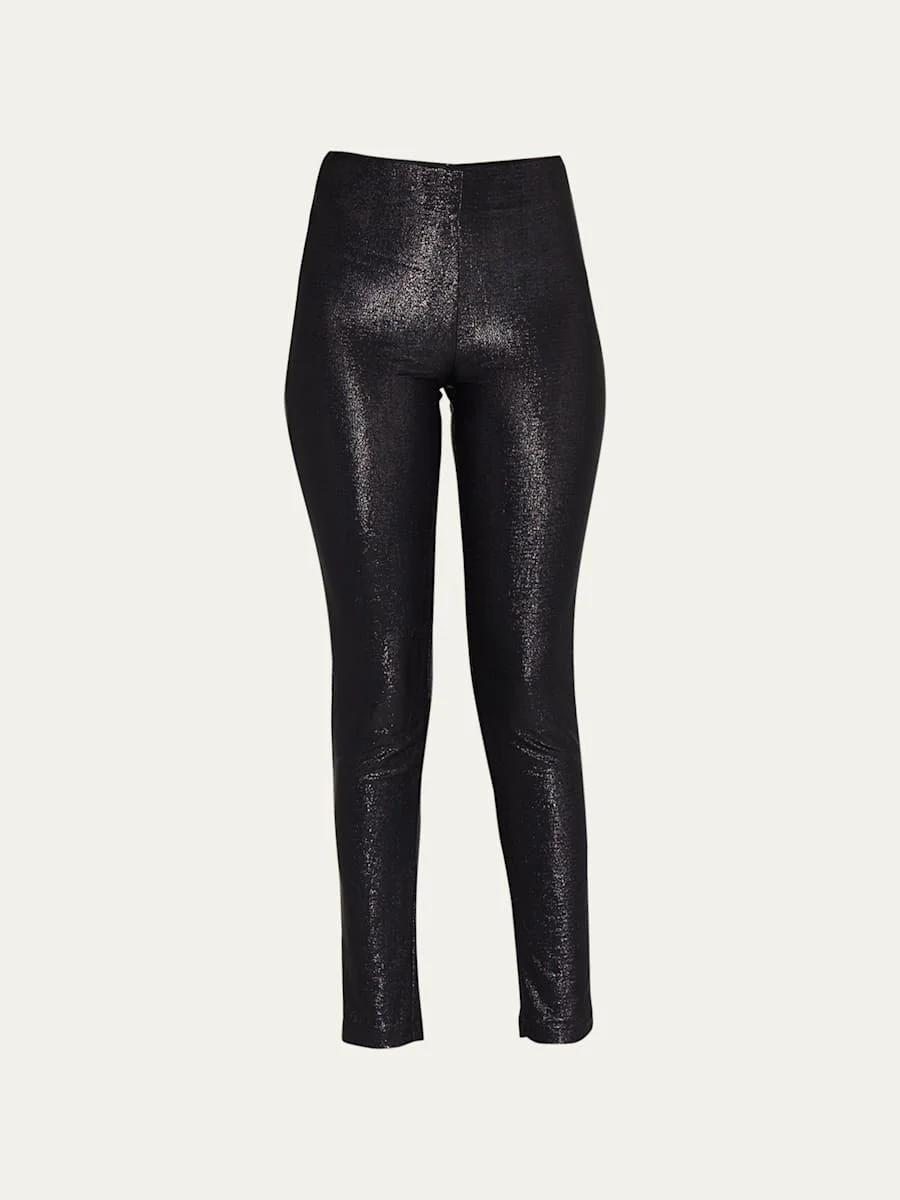 Metallic Sparkle Skinny-Leg Ankle Pants - 1