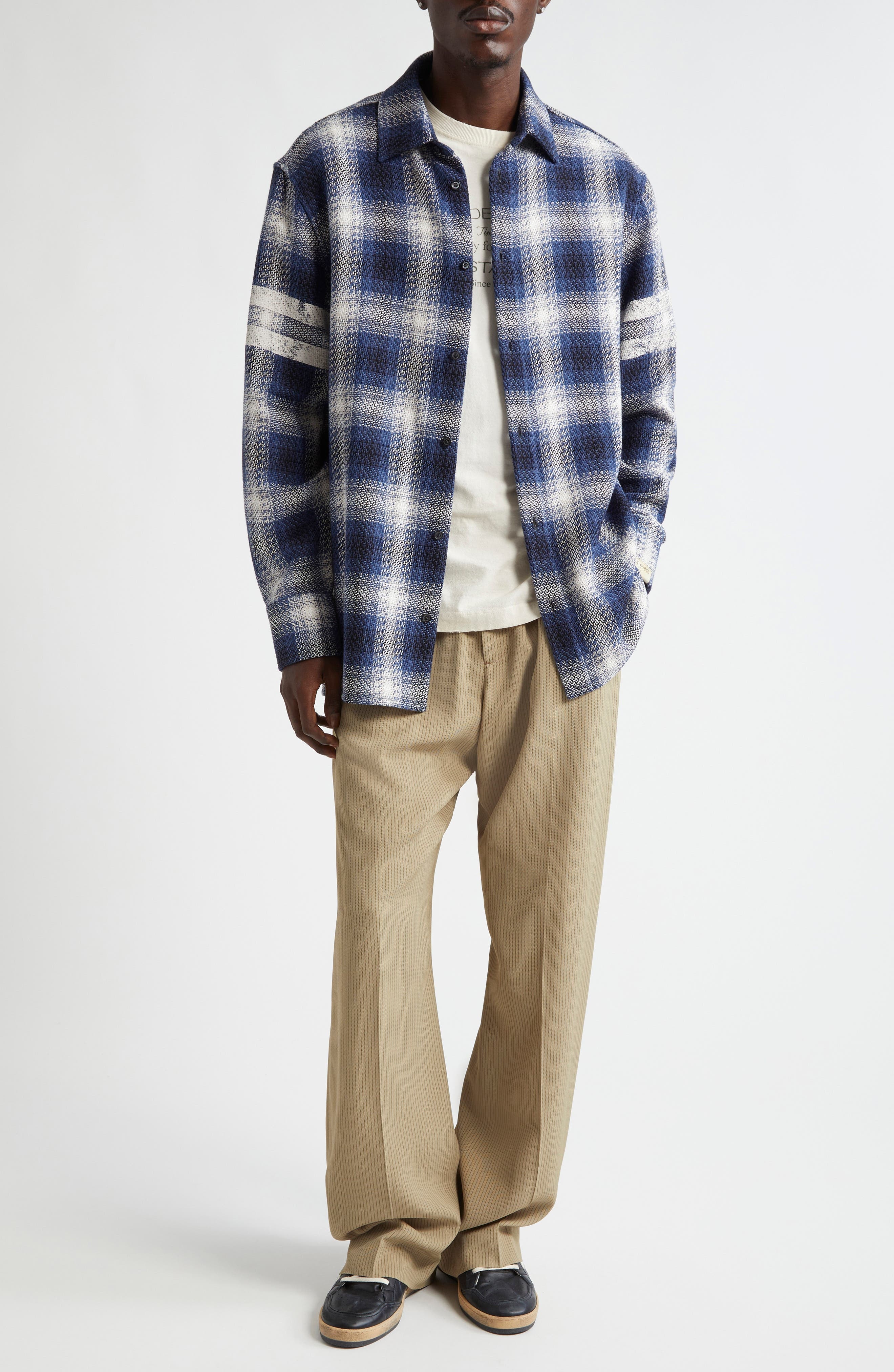 Golden Goose Journey Nolwenn Plaid Button-Up Overshirt in Ice/Indigo at Nordstrom - 2