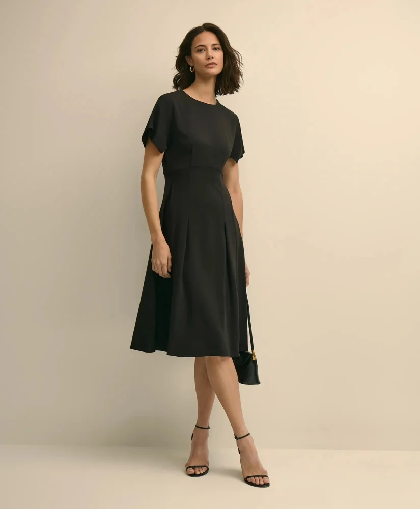 Crepe Viscose Butterfly Sleeve Dress - 1