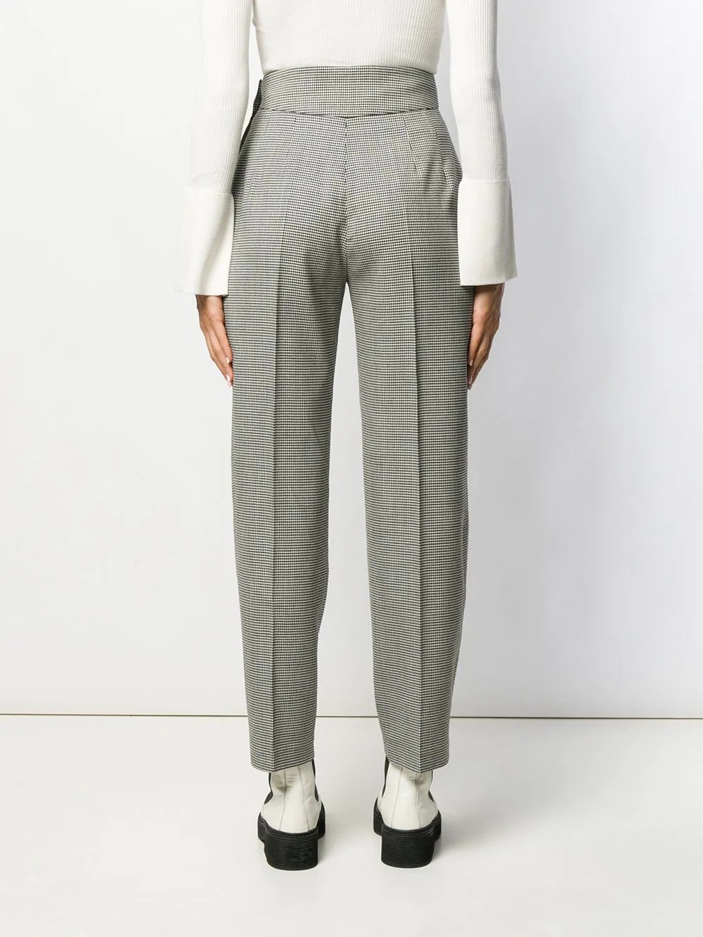 micro houndstooth high-waisted trousers - 4