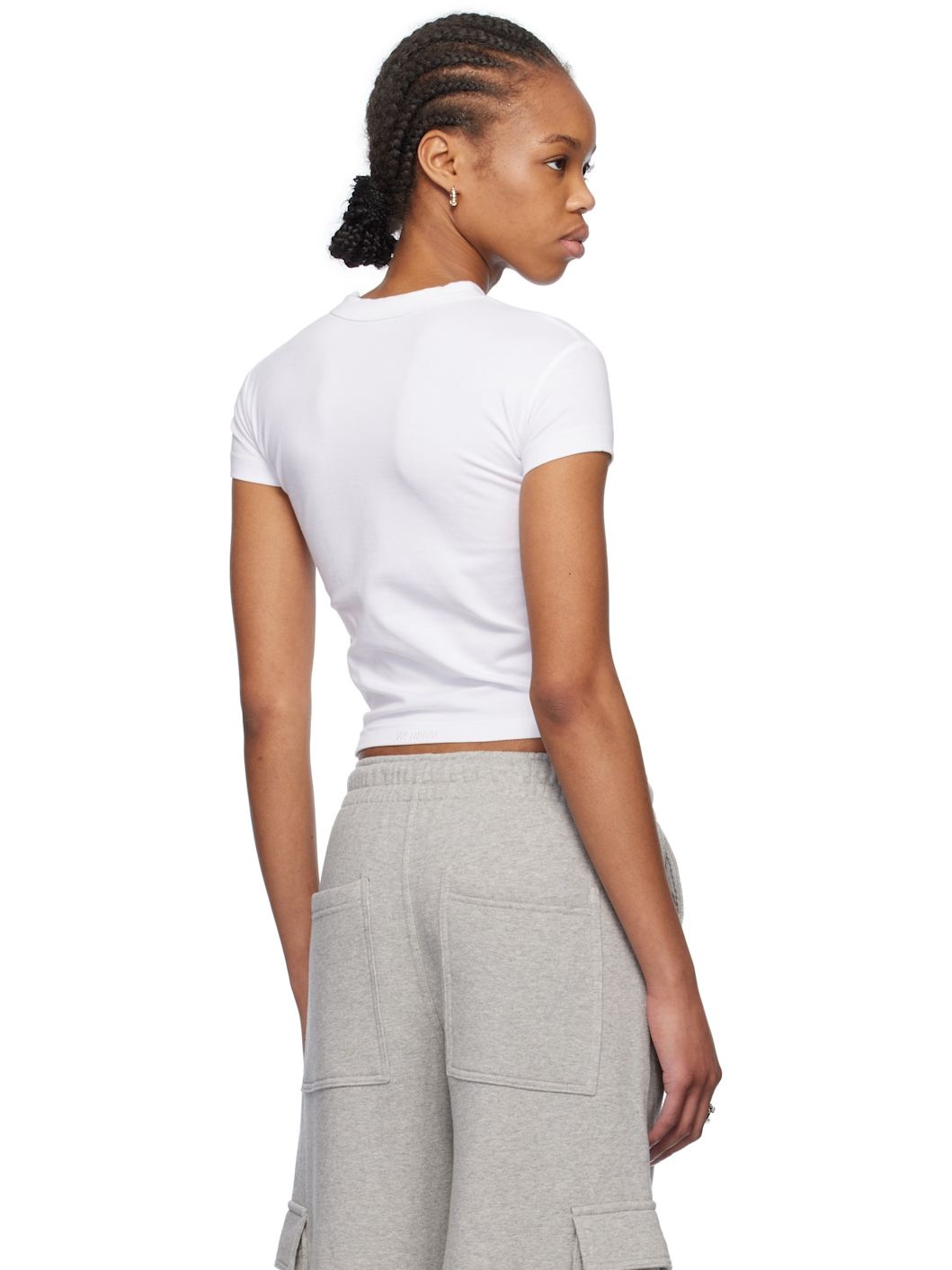 White Studded Bear Cropped T-shirt - 3