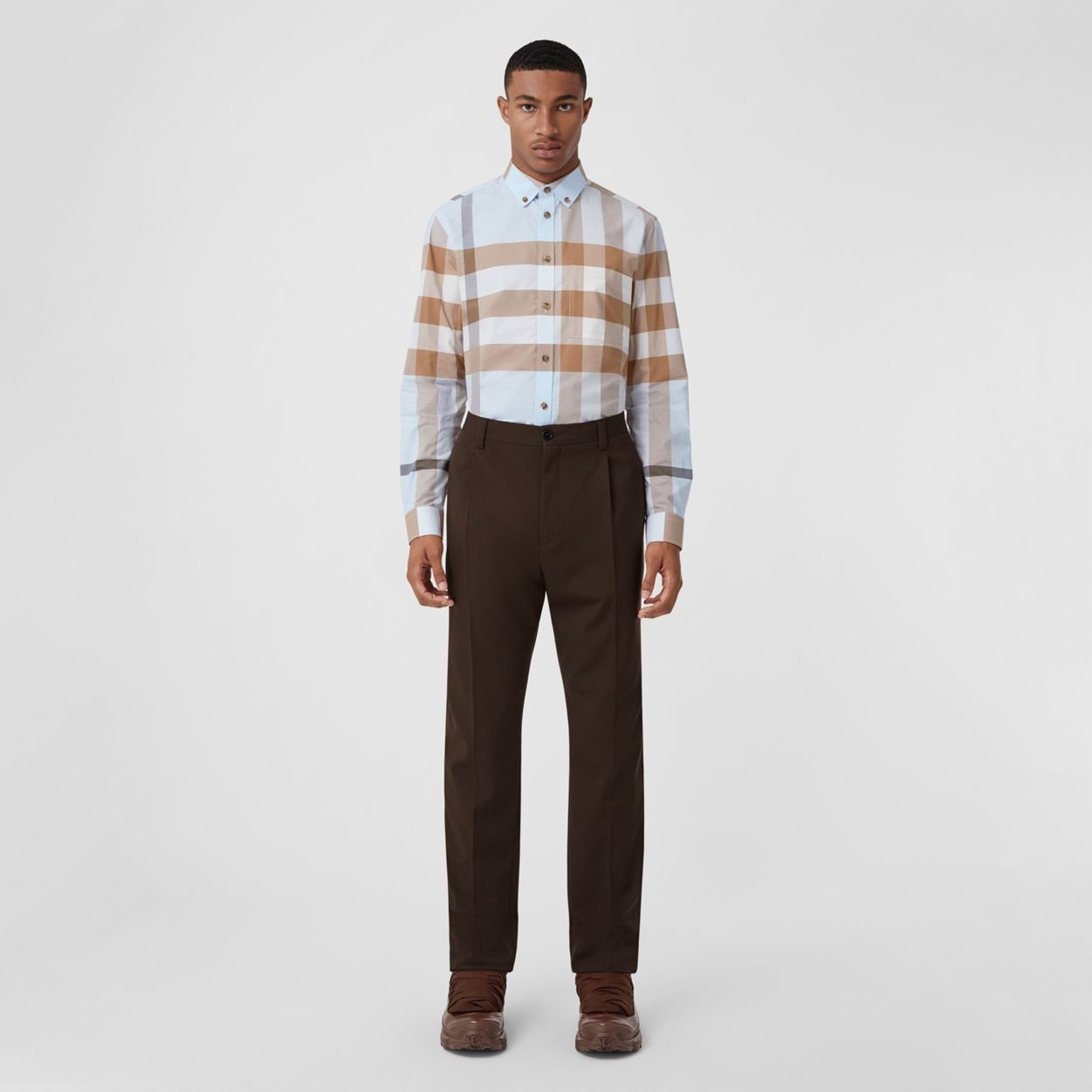 Slim Fit Check Stretch Cotton Poplin Shirt - 2