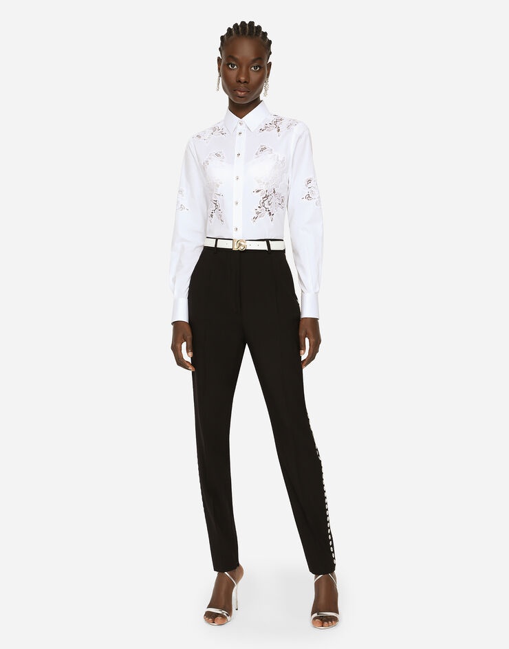 Poplin shirt with lace openwork - 2