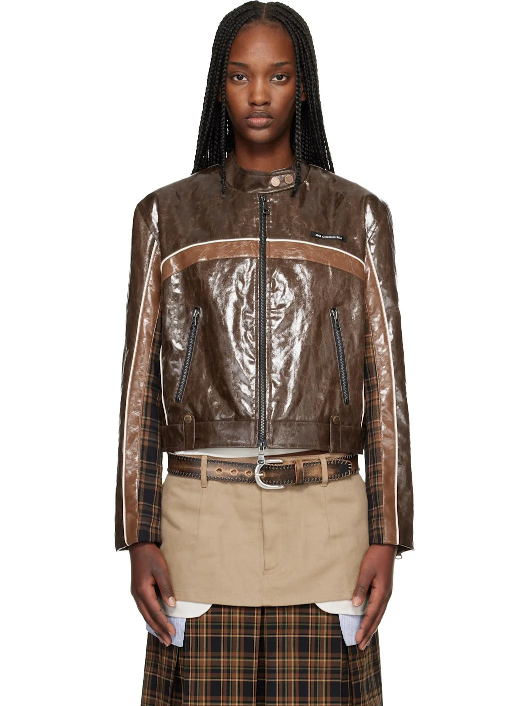Brown Circuit Track Faux-Leather Jacket - 1