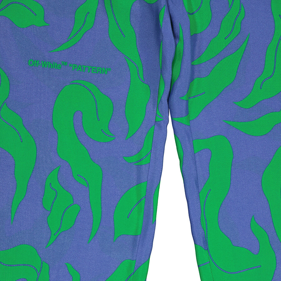 Off-White Illusion Pajama-Style Trousers in Blue/Green - 7