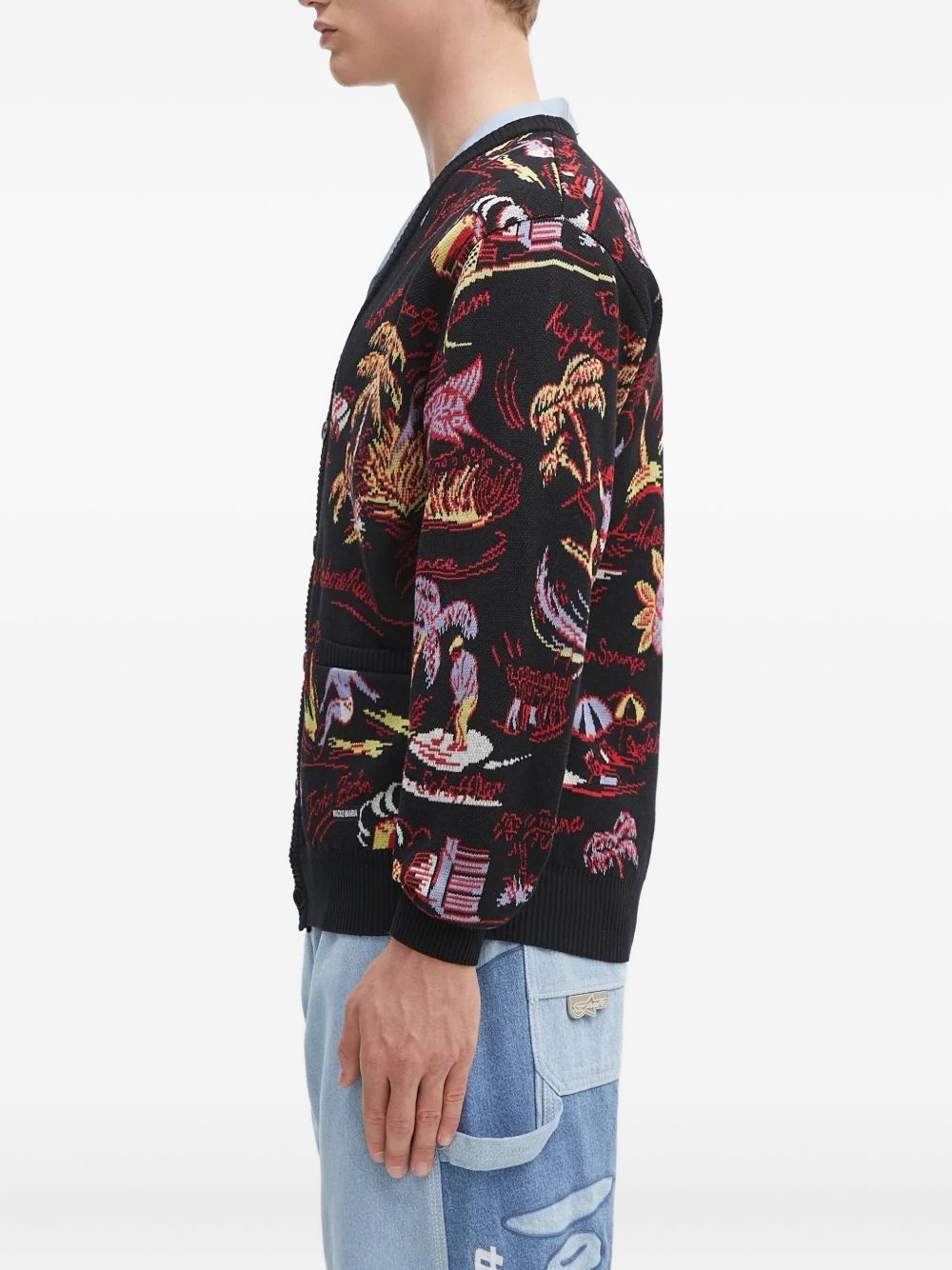 tropical-pattern cardigan - 3