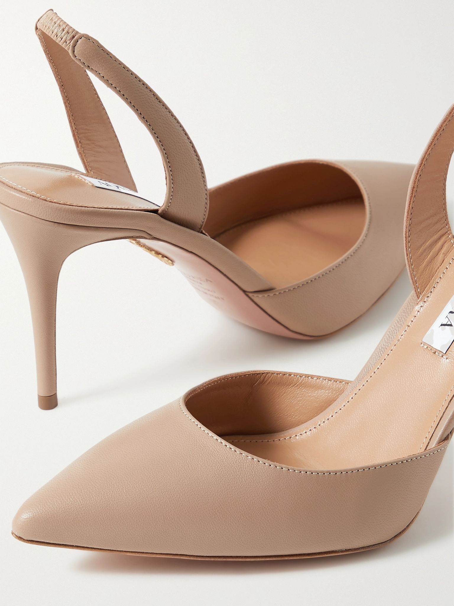 So Nude 85 leather slingback pumps Beige - 4