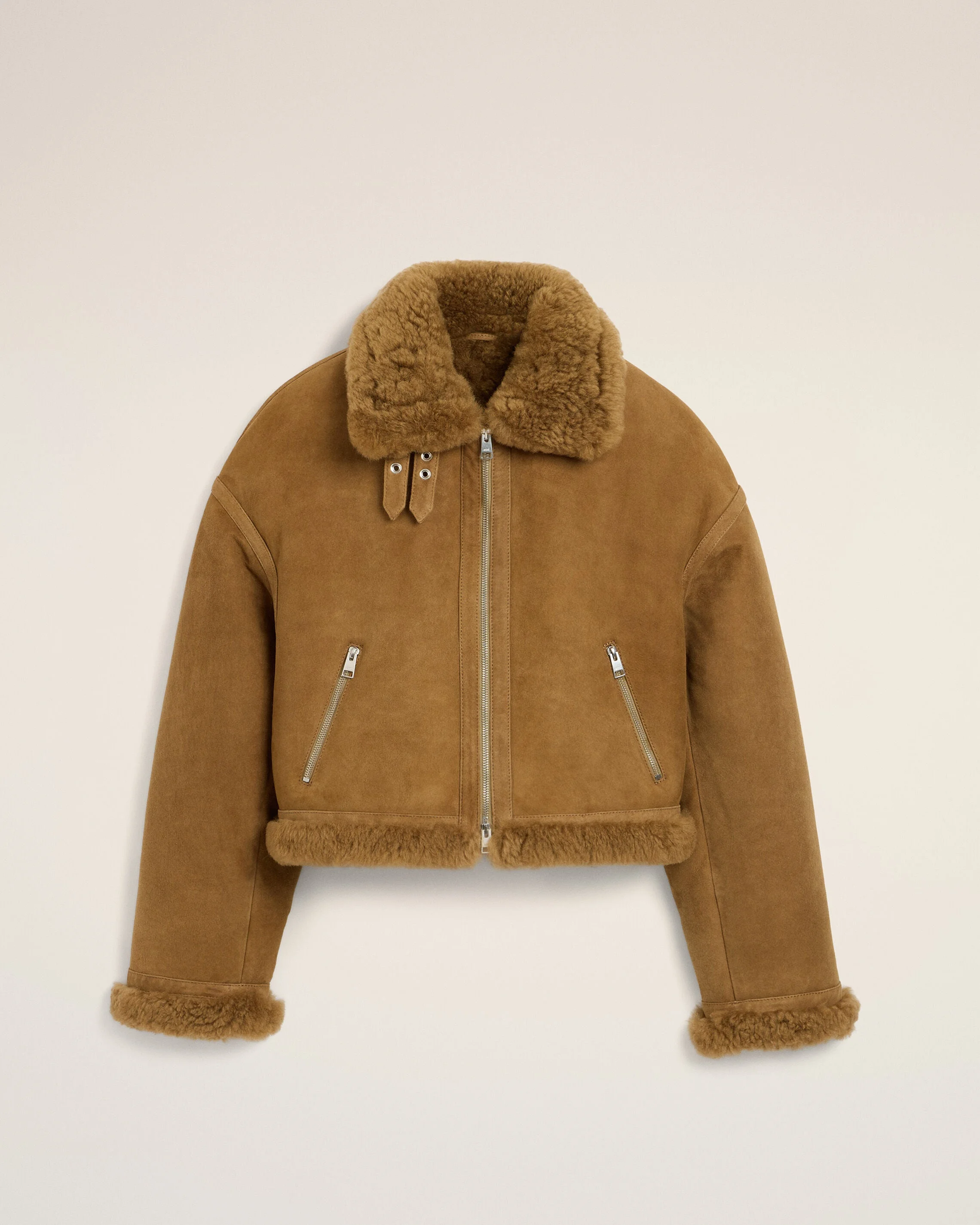 BROWN SHEEP SHEARLING AVIATOR JACKET - 1
