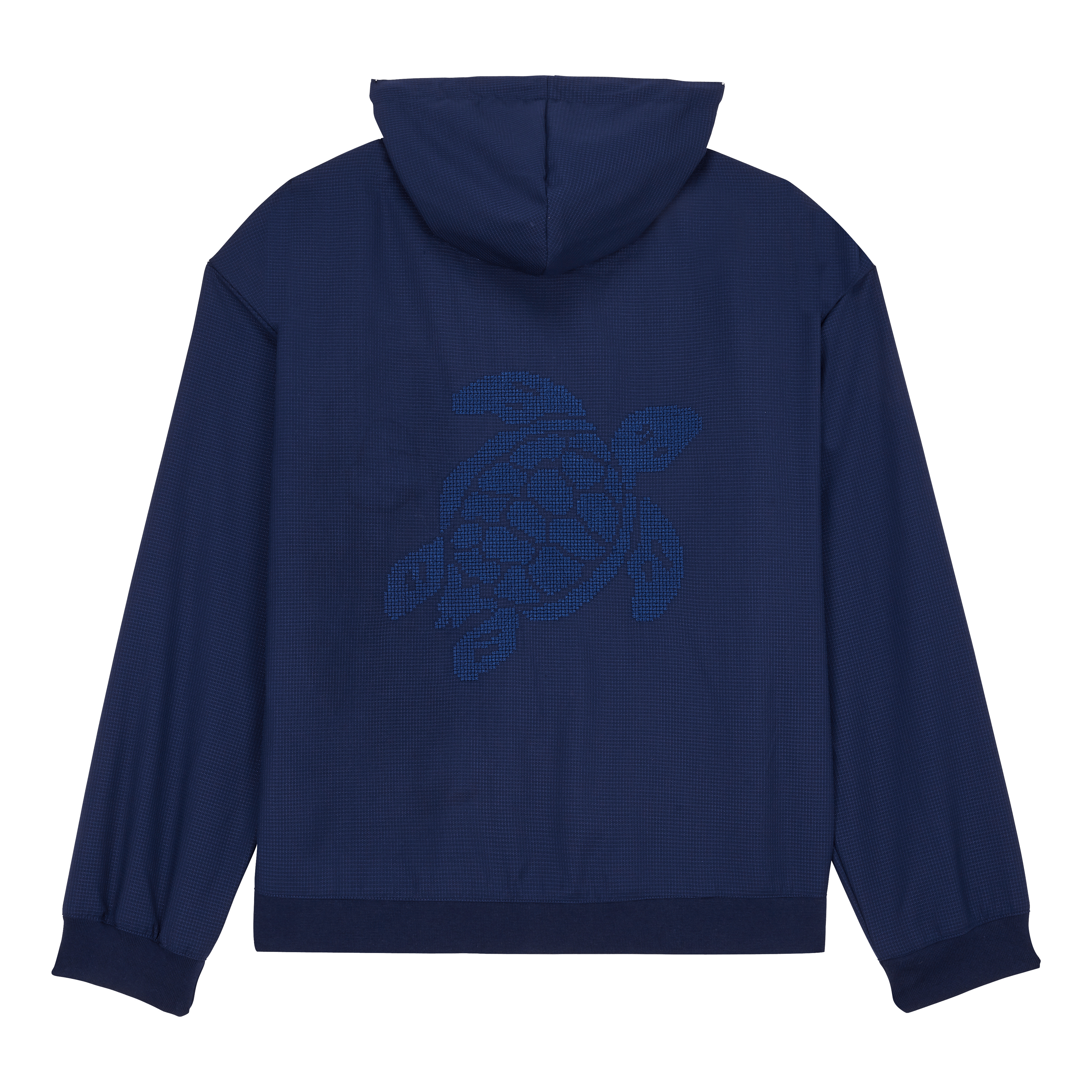 Wool Jacquard Turtle Zip Hoodie - 2