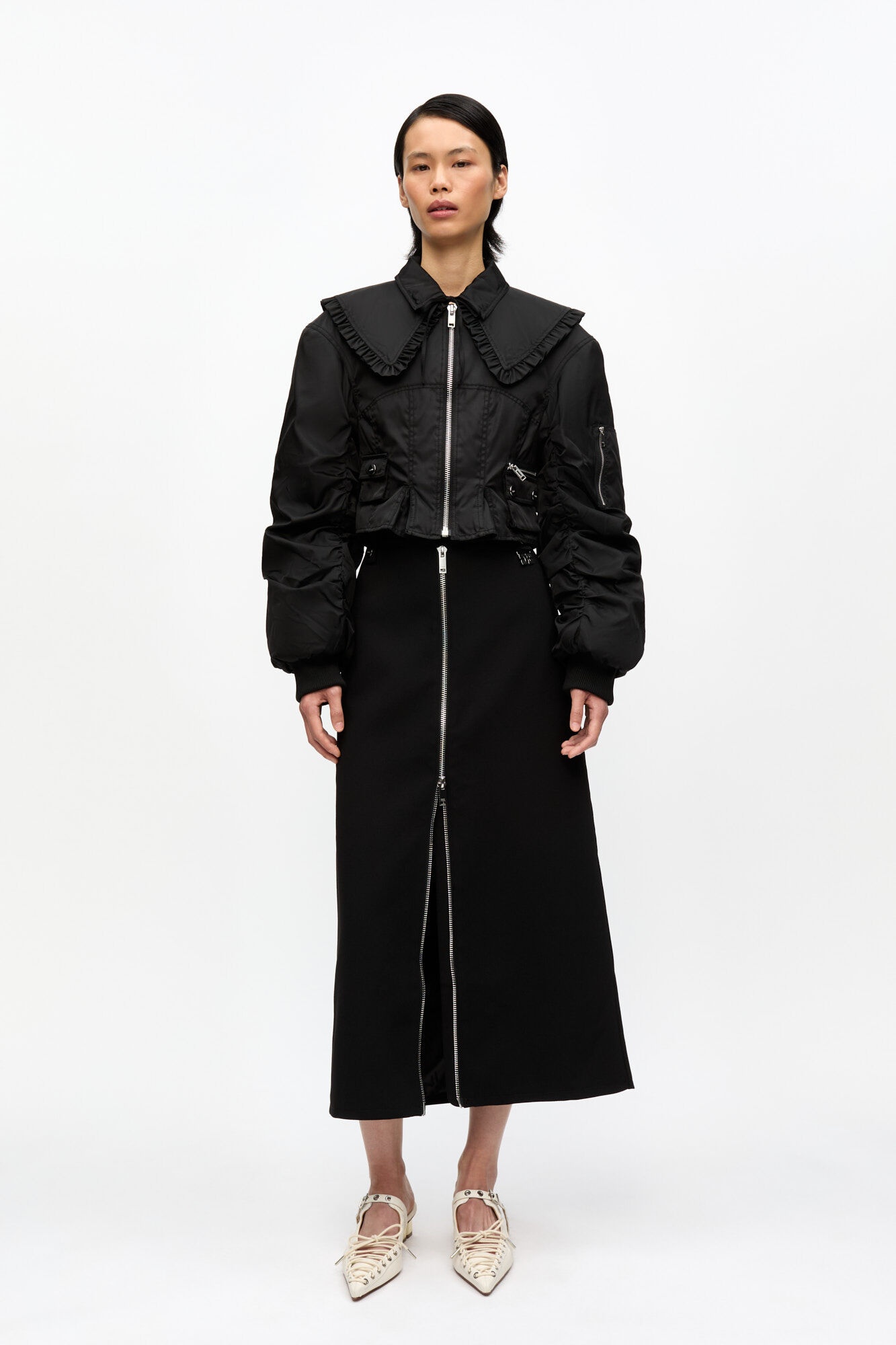 BLACK DUCHESSE NYLON FITTED JACKET - 3