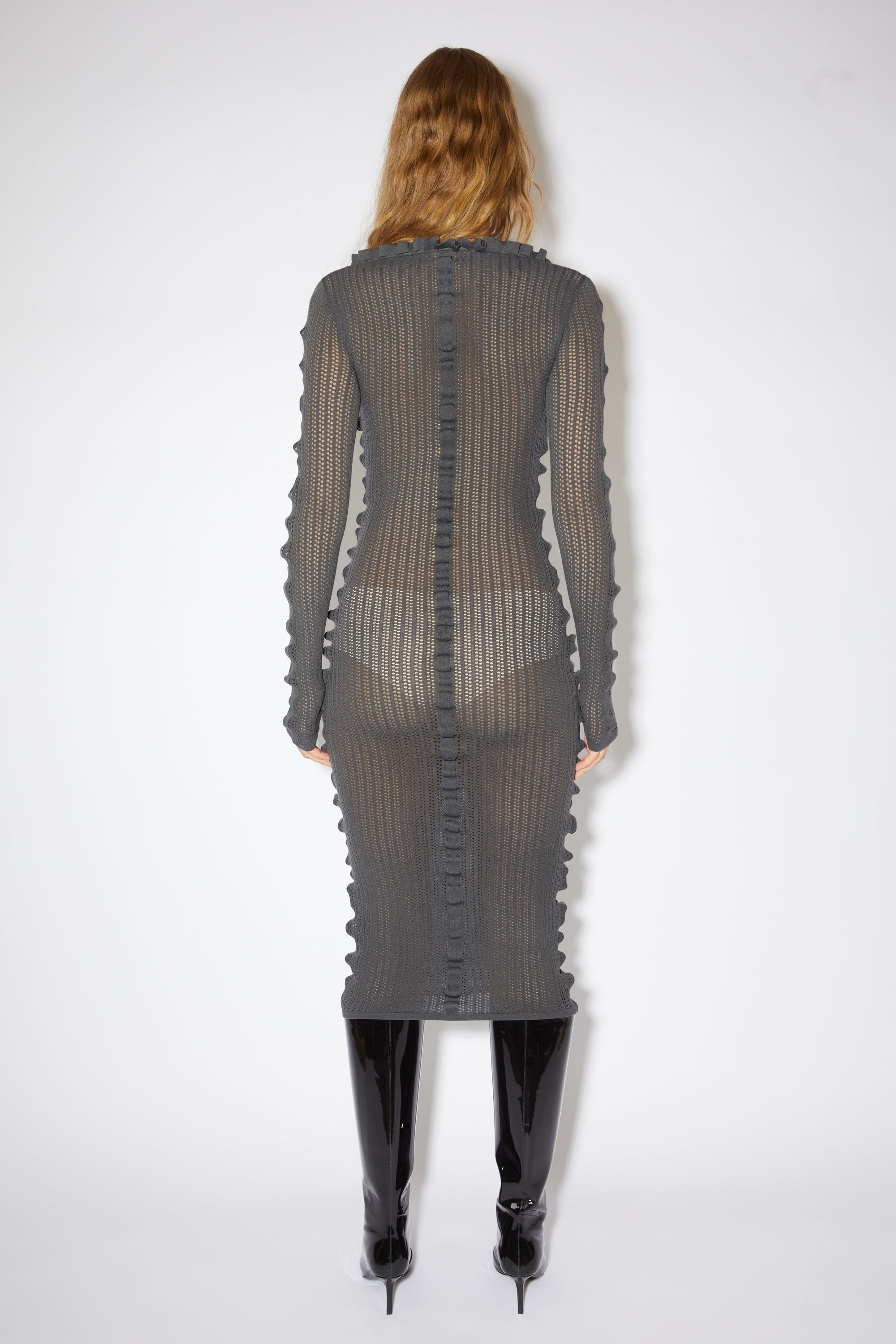Long sleeve dress - Charcoal Grey - 3