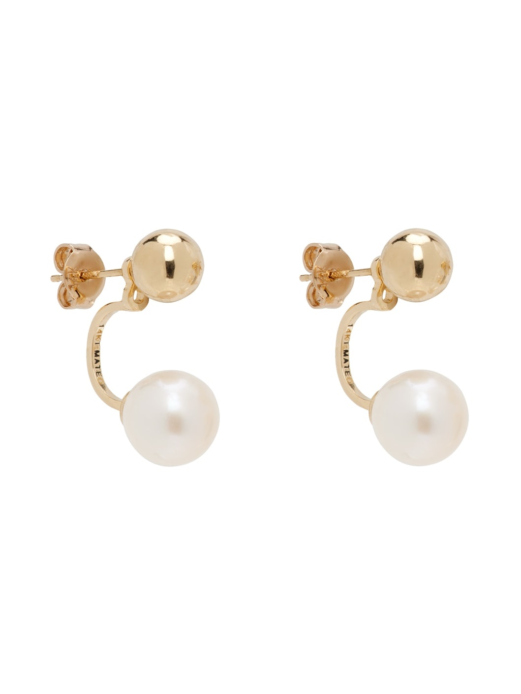 Gold Ball Pearl Drop Earrings - 2