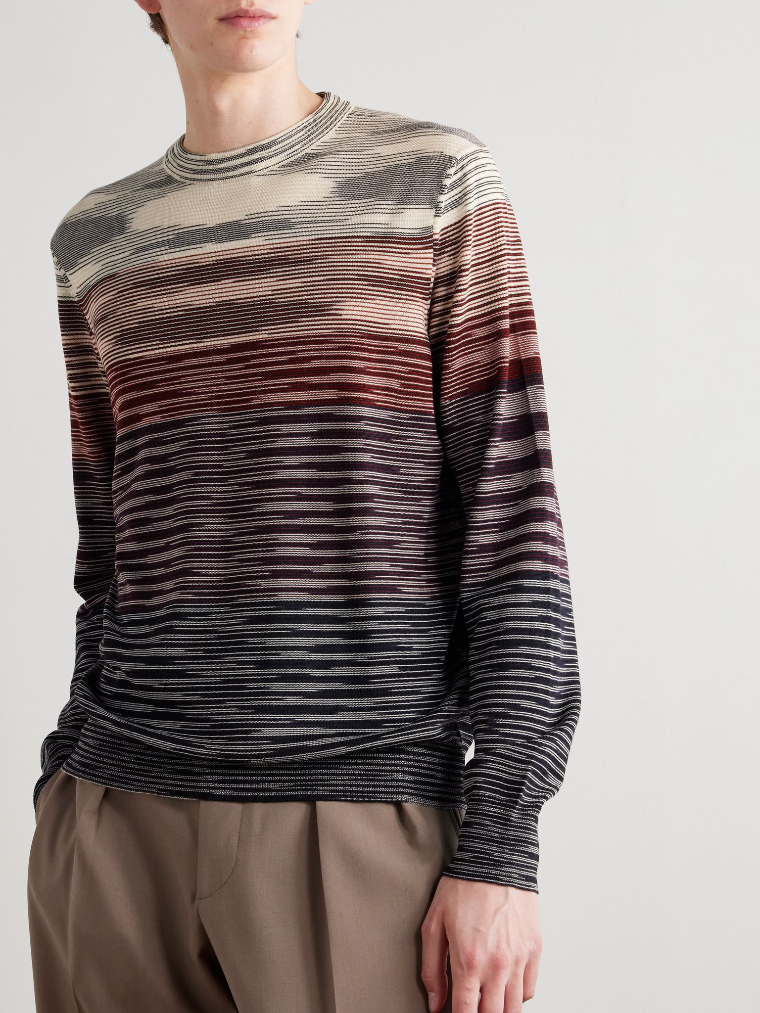 Striped Wool Sweater Beige - 3