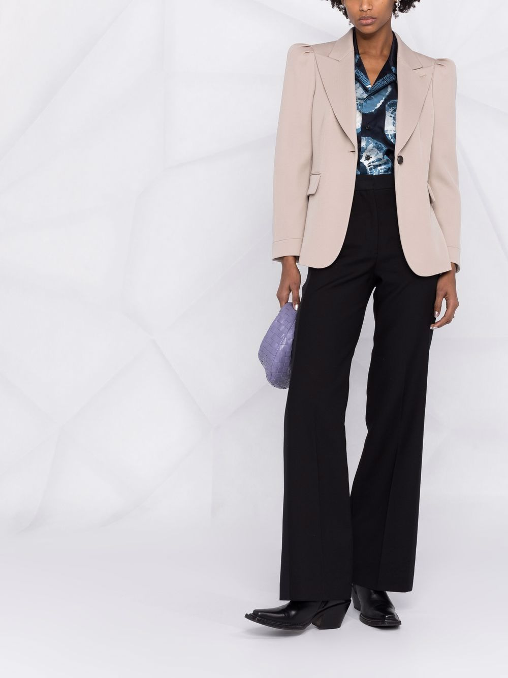 padded-shoulders fitted blazer - 2