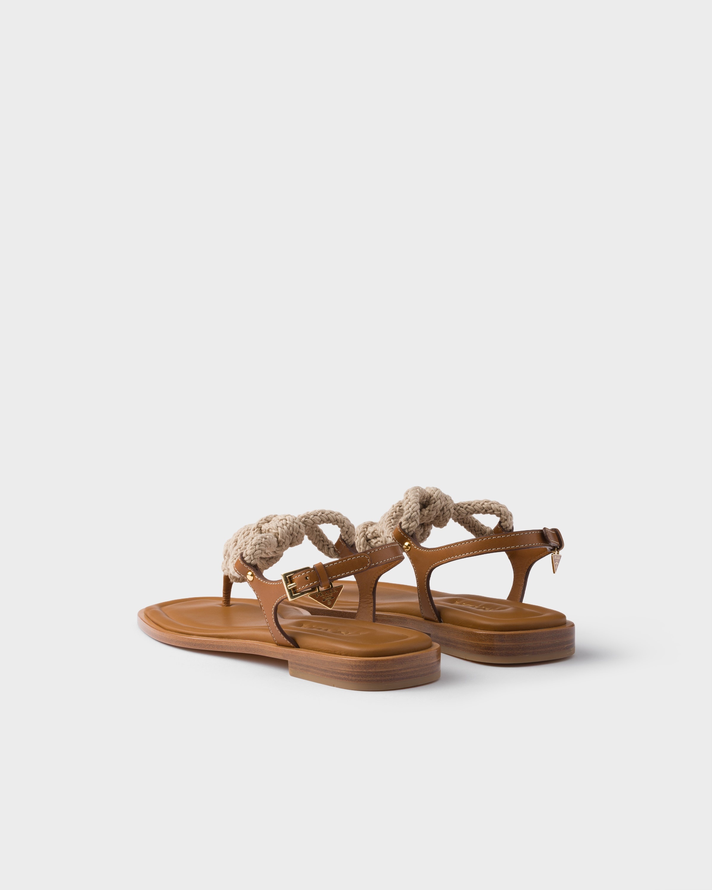 Leather and cord thong sandals - 4
