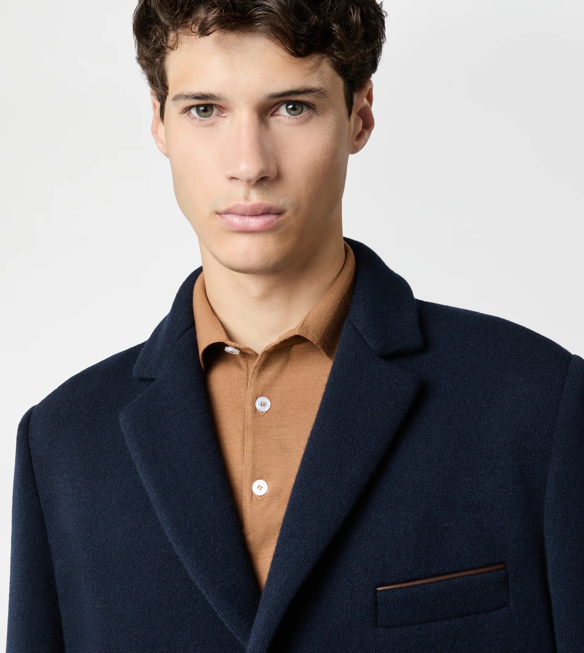 COAT IN CASHMERE BLEND JERSEY - BLUE - 4