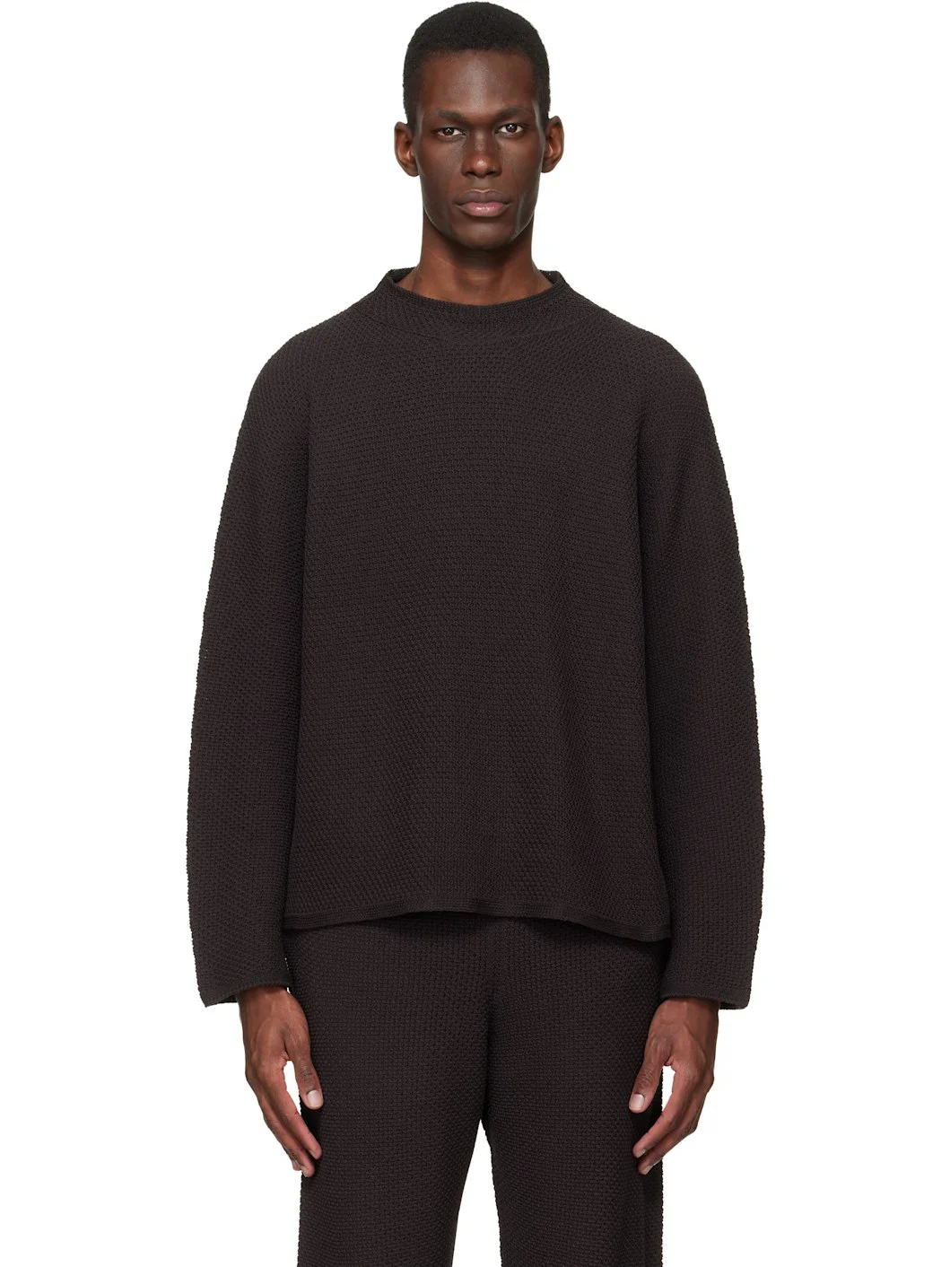 Brown Rustic Knit Sweater - 1
