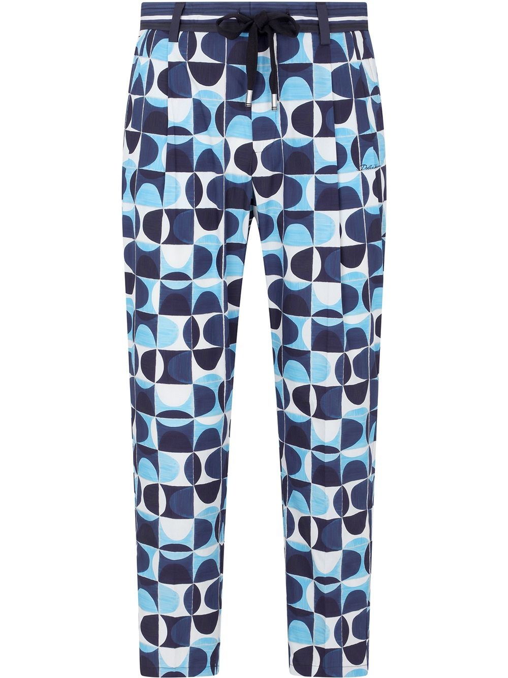 geometric-print cropped trousers - 1