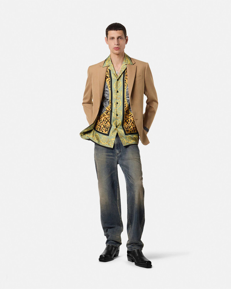 VERSACE Mélange Wool Single-Breasted Blazer outlook