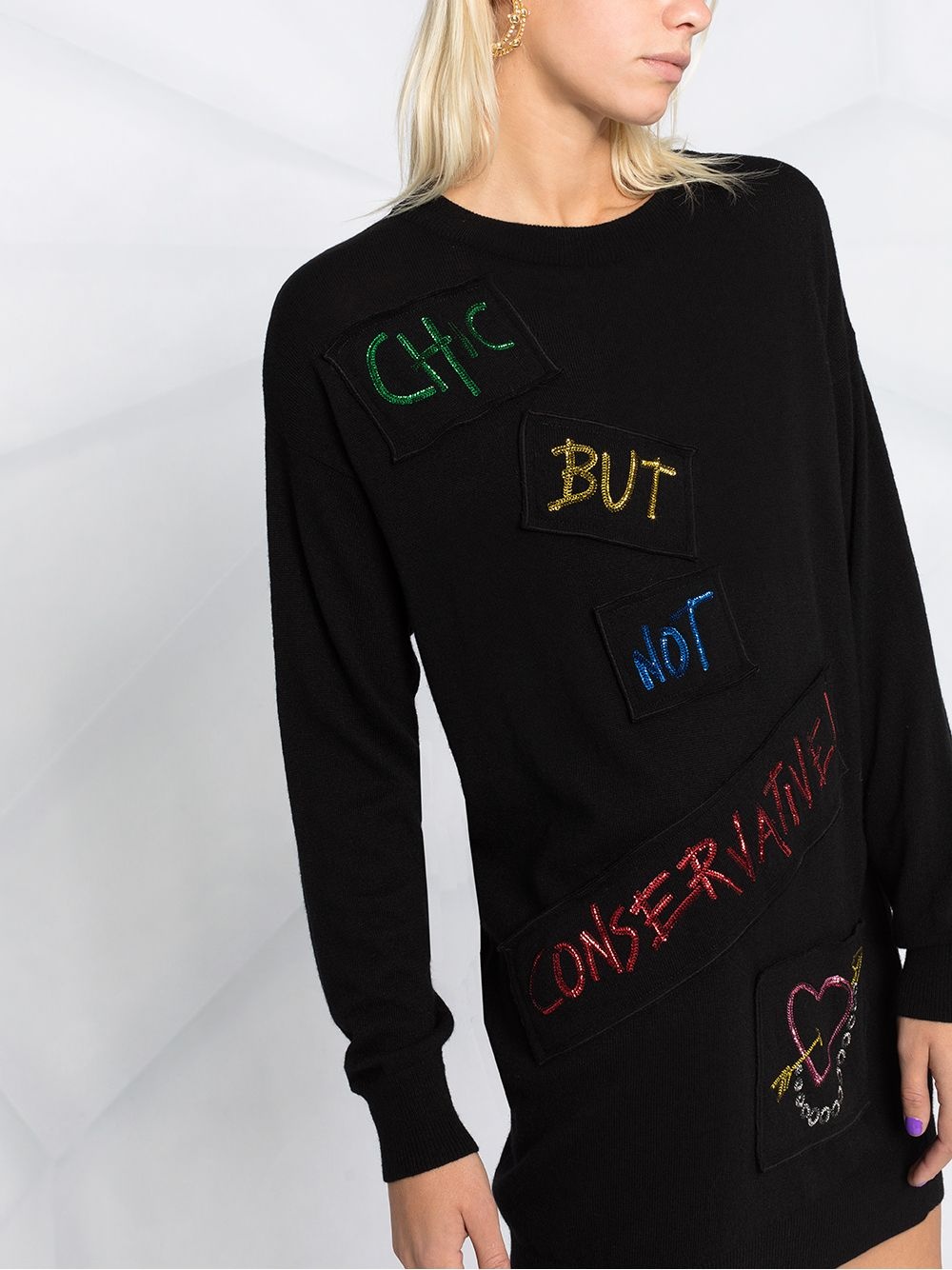 slogan-detail jumper dress - 3