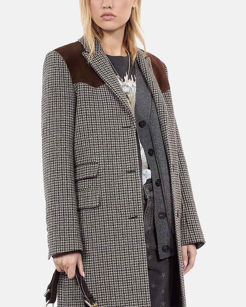 LONG BLACK AND WHITE HOUNDSTOOTH COAT 3