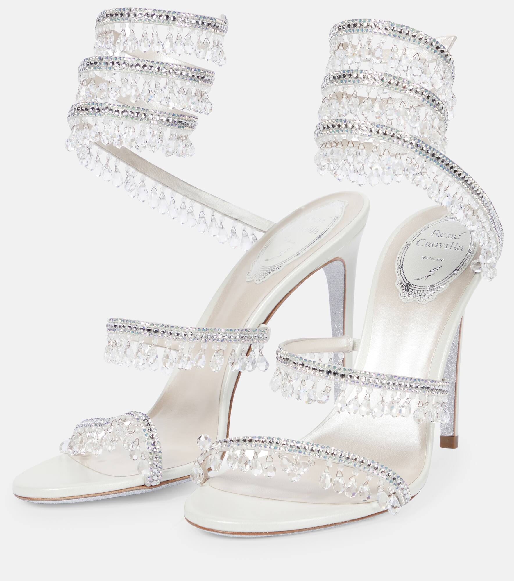 Chandelier embellished leather sandals - 4