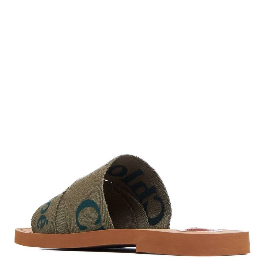 Chloe Woody Logo Flat Mules in Sweet Khaki - 3