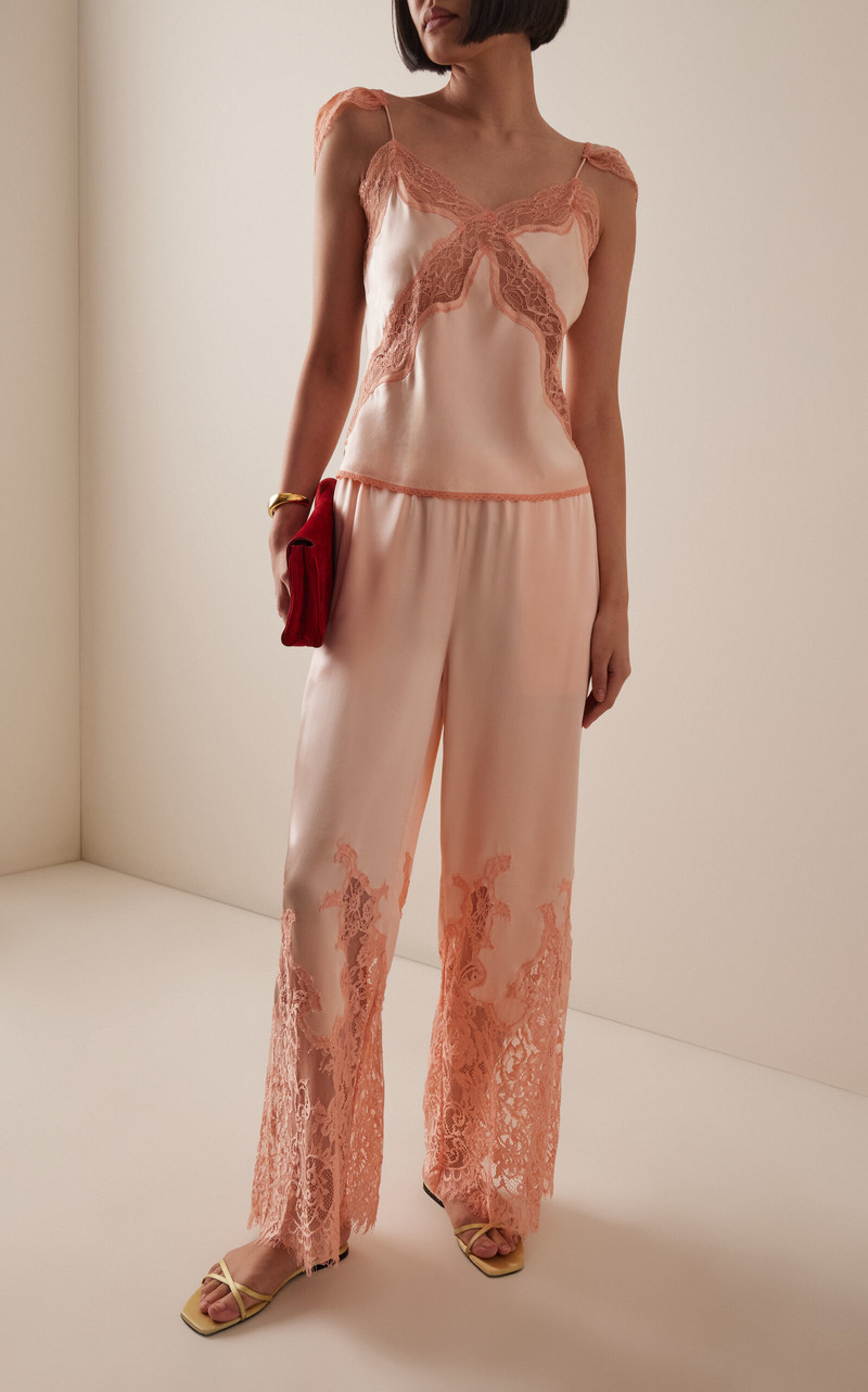 THIRD FORM Exclusive Adore Lace-Trimmed Silk-Blend Pants pink outlook