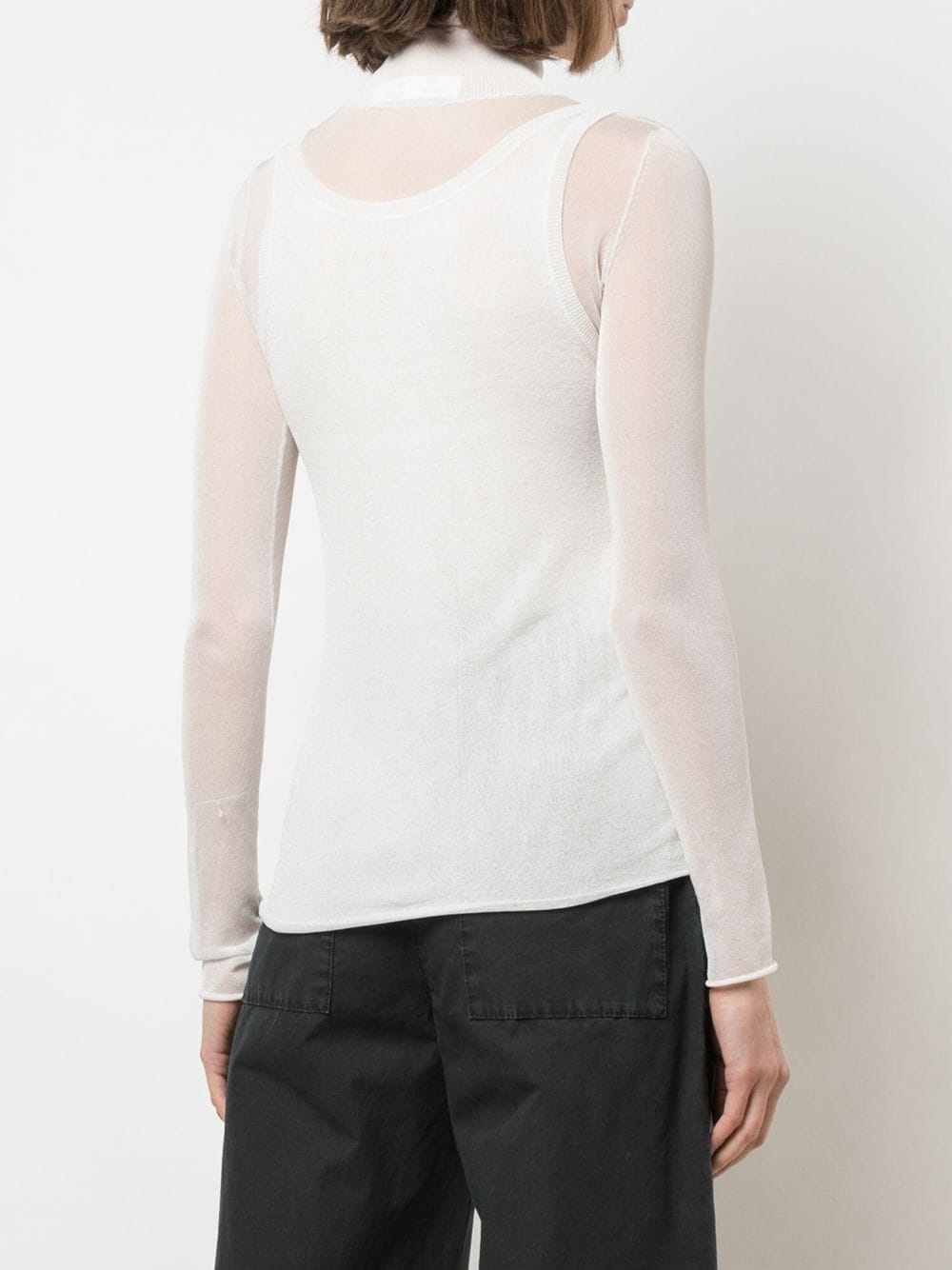 layered gauge knit turtleneck top - 4