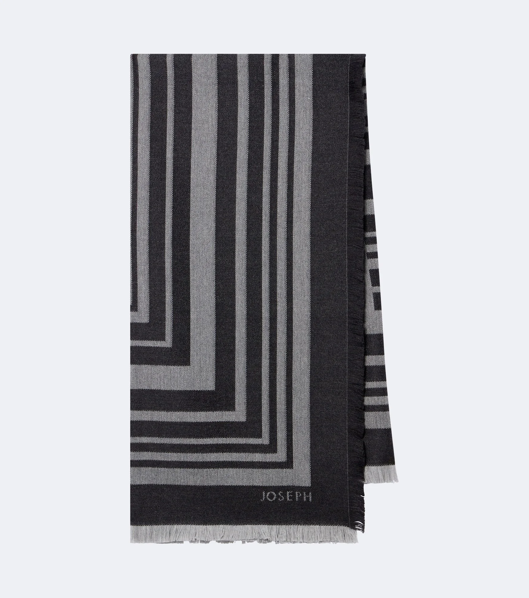 Neoma fringed jacquard virgin wool scarf - 1