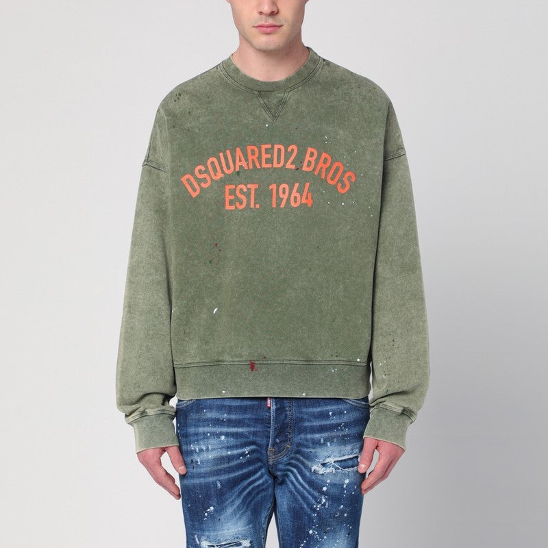 WASHED GREEN SWEATSHIRT WITH LOGO - 2