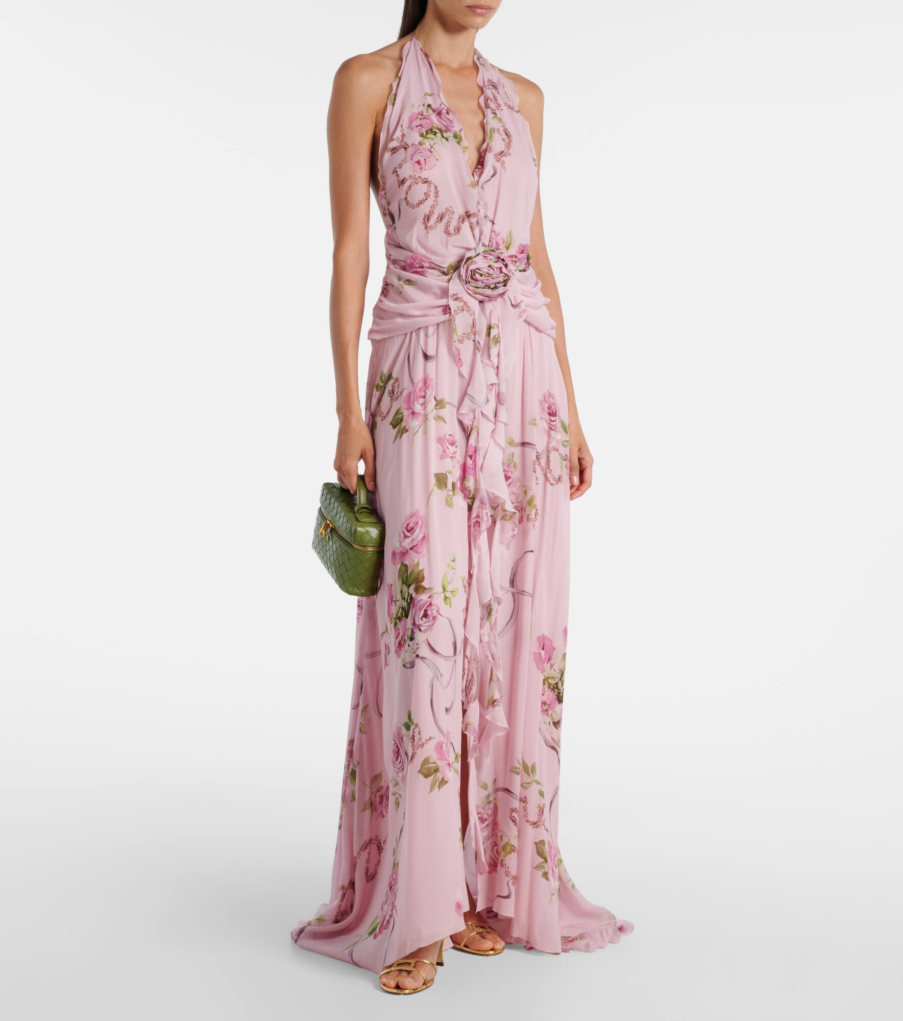 Floral ruffled georgette maxi dress - 2