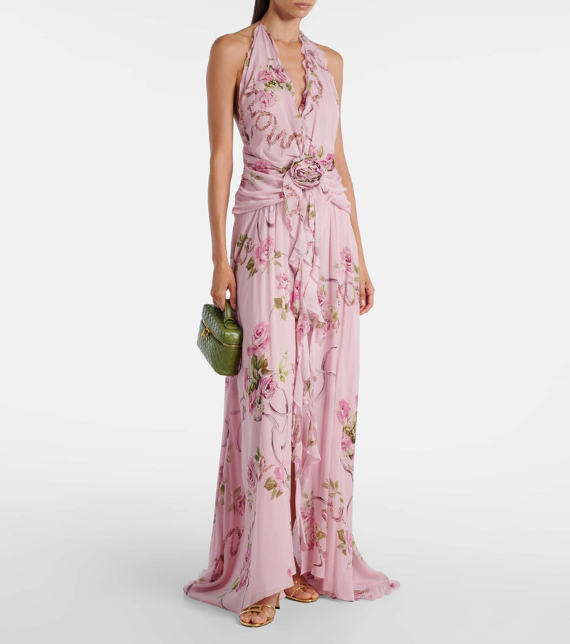 Blumarine Floral ruffled georgette maxi dress outlook