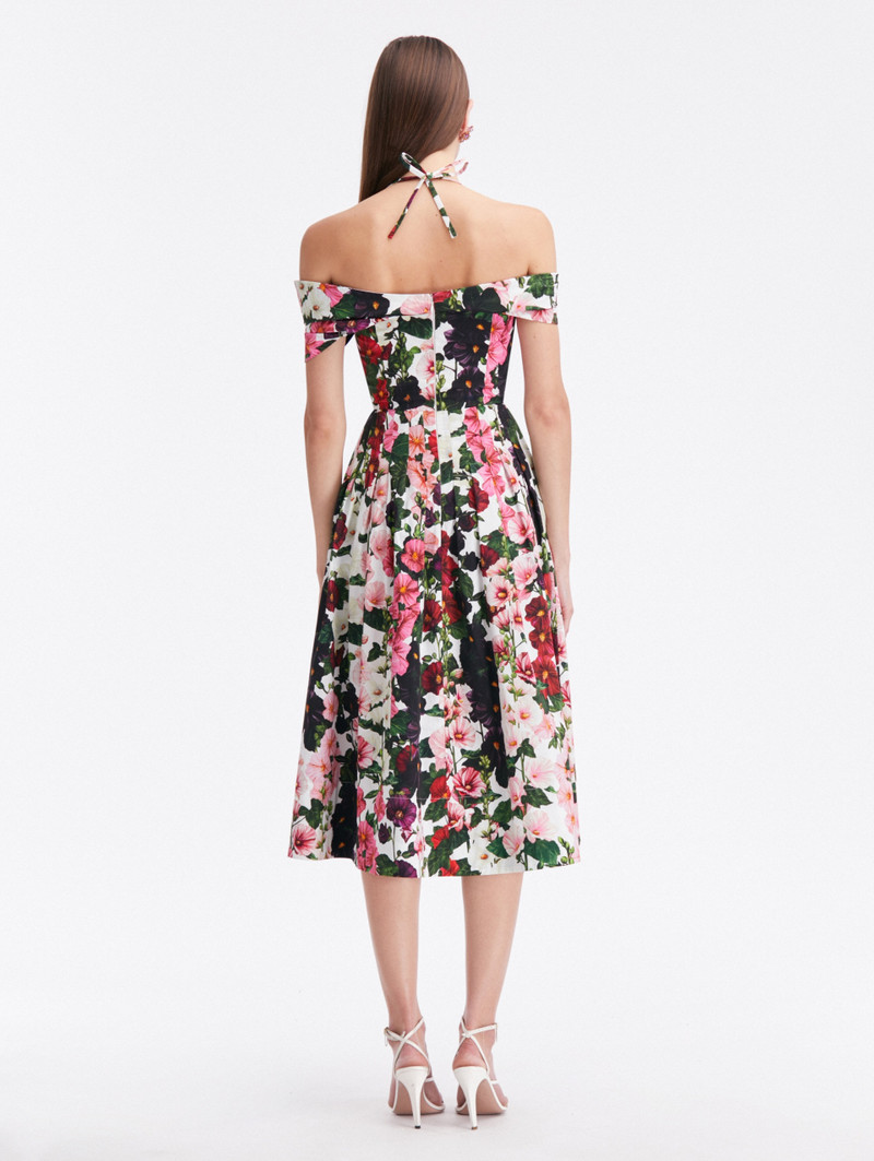 Oscar de la Renta HOLLYHOCKS HALTER COTTON POPLIN DRESS outlook