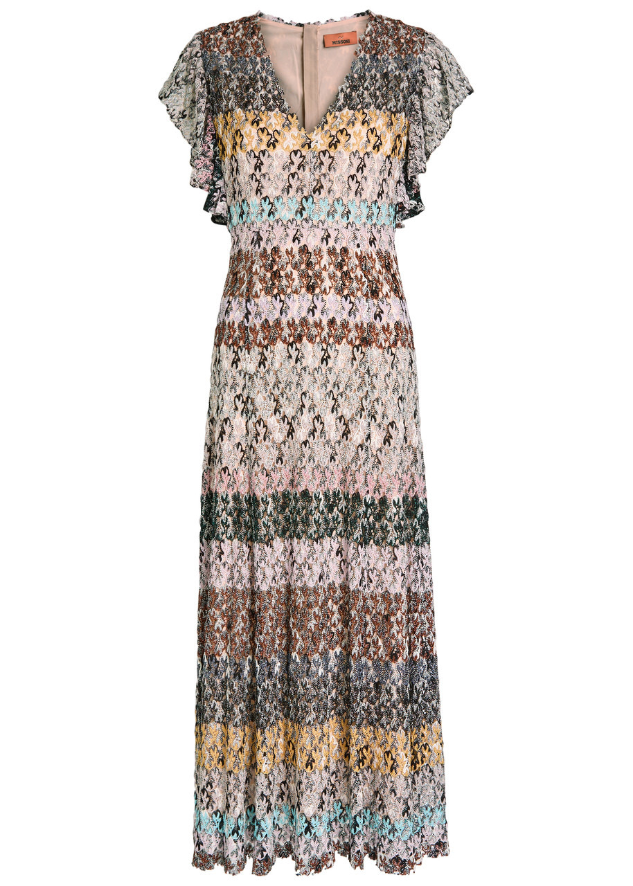 Missoni Striped Metallic-knit Midi Dress - 1