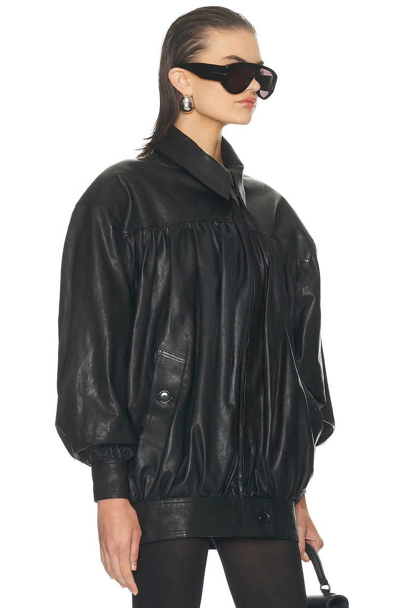 HELSA The Shirred Oversized Leather Jacket outlook