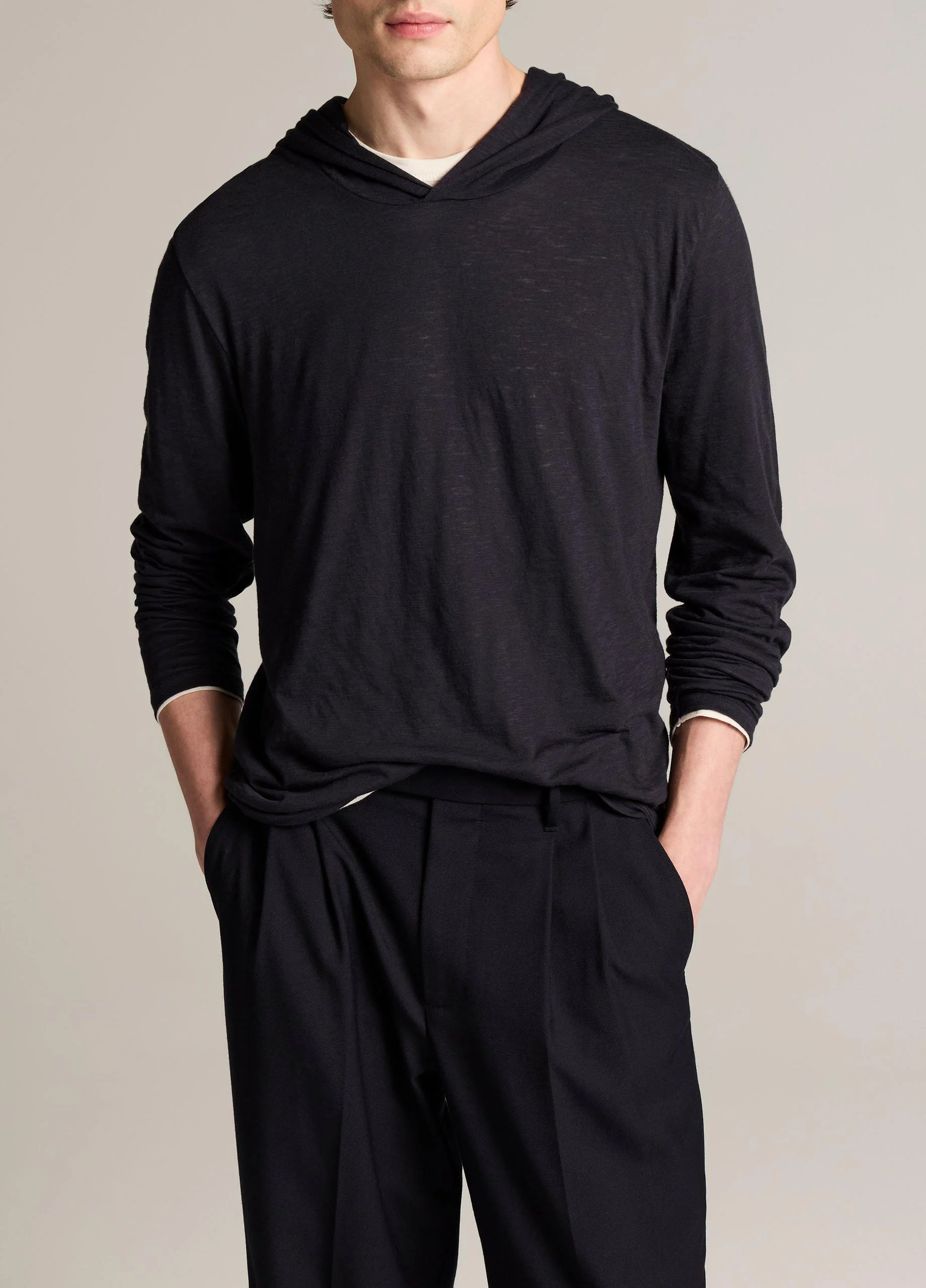 Slub Pima Cotton Double-Layer Hoodie - 1