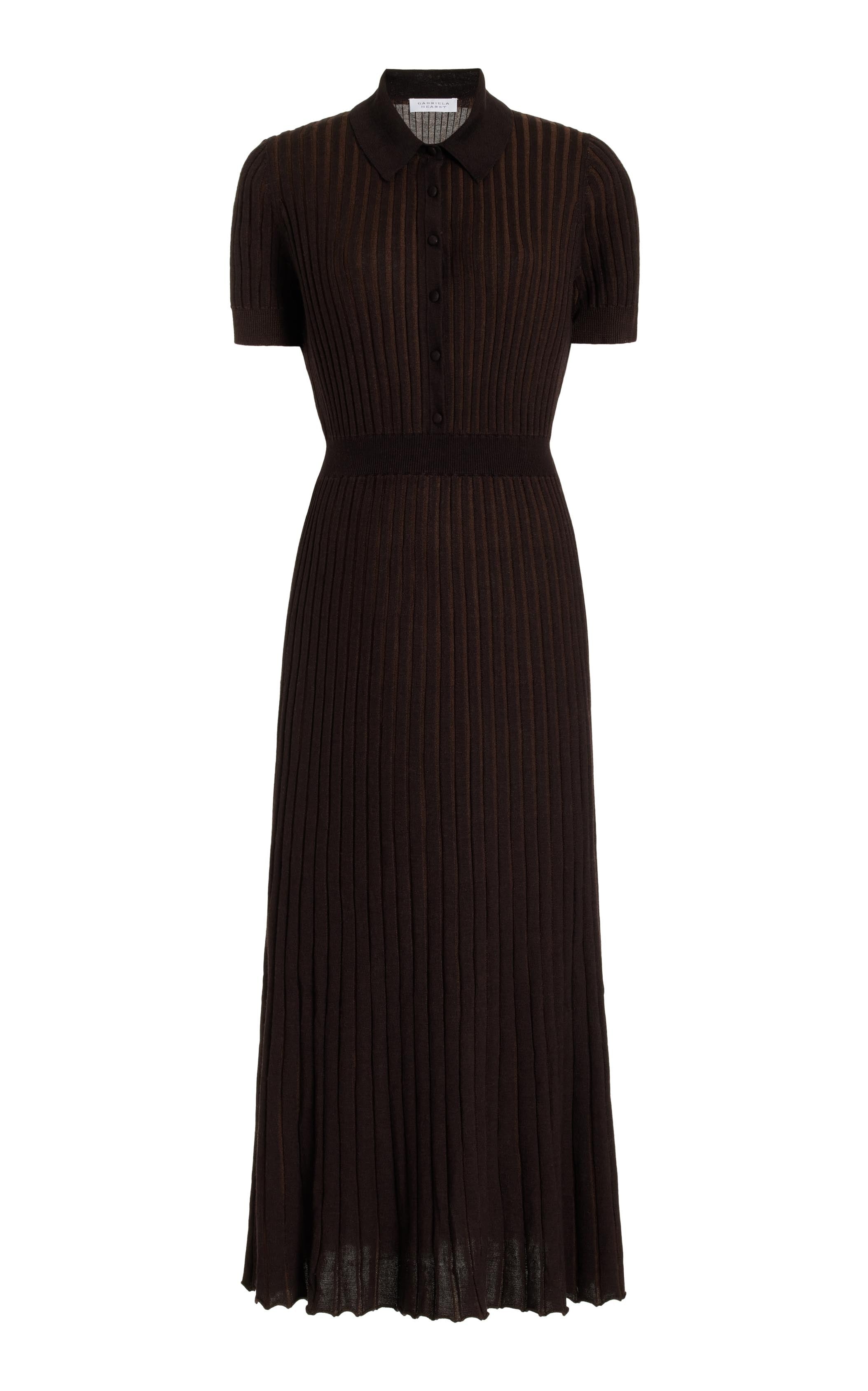 Amor Ribbed Dress in Chocolate Silk Cashmere - 1