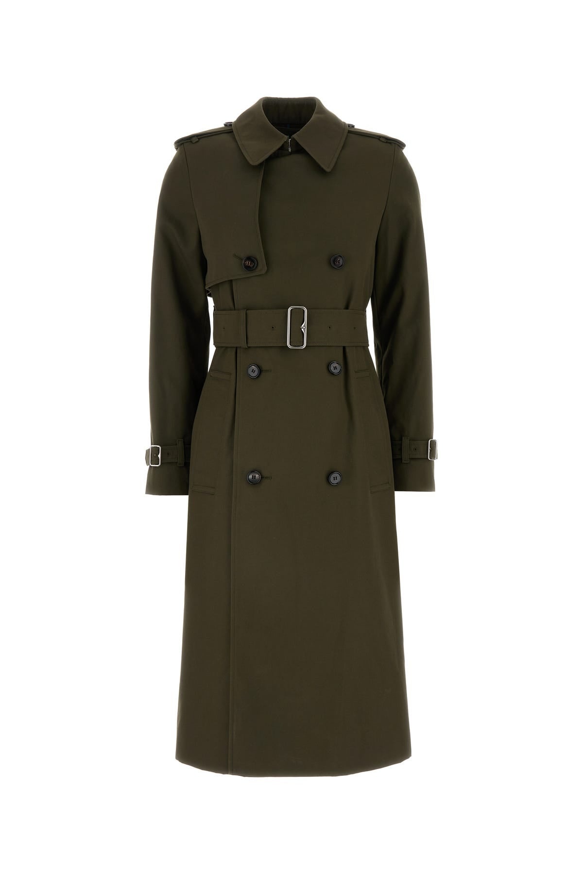Burberry Army green polyester blend trench coat
