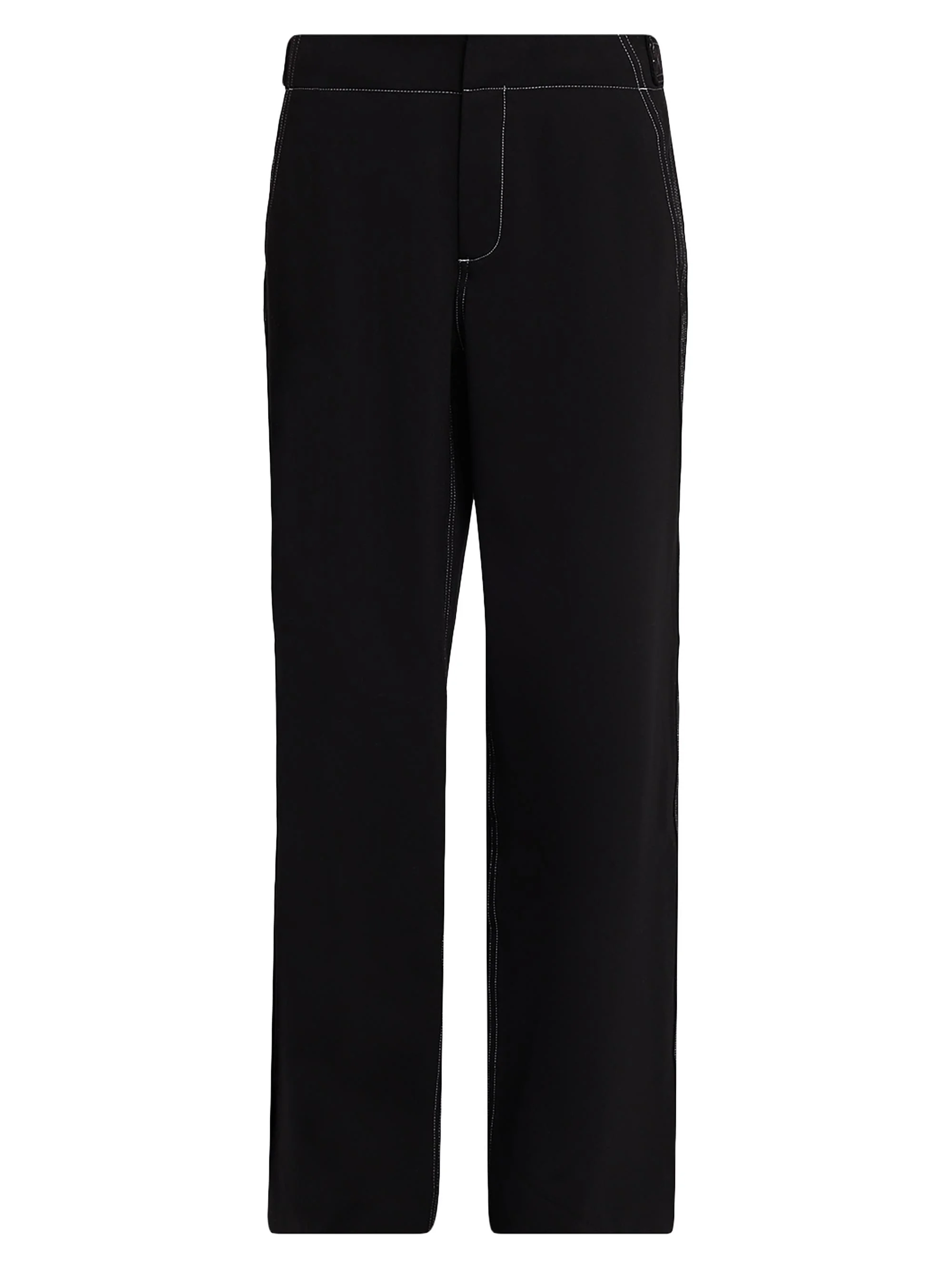 Women's Irina Contrast-Topstitch Ponte High-Rise Pants - Black - 1